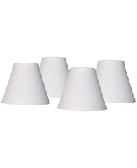 Springcrest Set of 4 Hardback Empire Lamp Shades White Linen Candelabra Clip-On Fitting