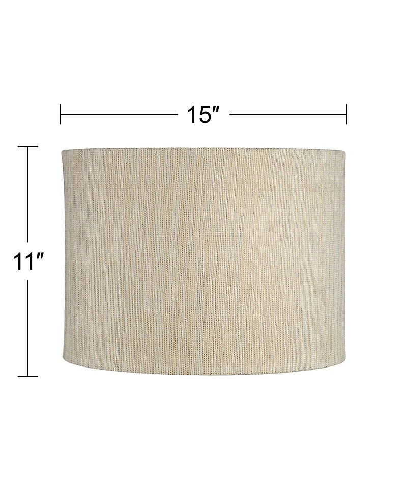 Springcrest Set of 2 Drum Lamp Shades Gold Silver Weave Medium Spider with Harp and Finial Fitting