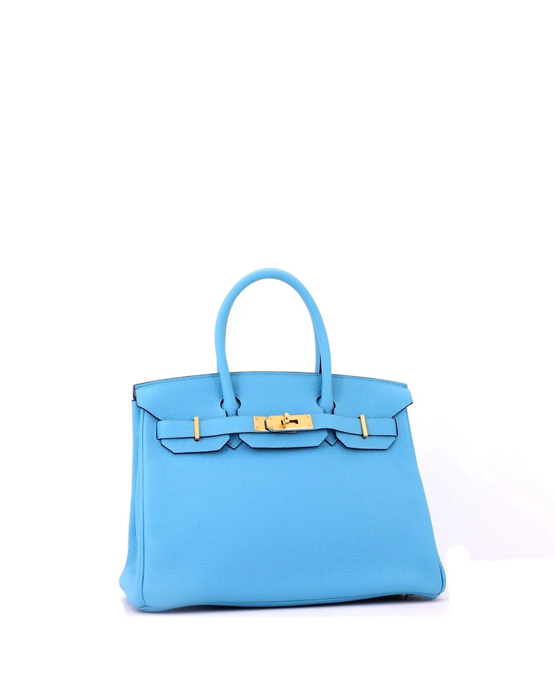 Pre-Owned HERMES Birkin 30 Handbag Blue Togo with Gold Hardware