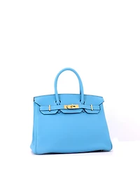Pre-Owned HERMES Birkin 30 Handbag Blue Togo with Gold Hardware