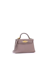 Pre-Owned HERMES Kelly 20 Handbag Grey Epsom with Gold Hardware