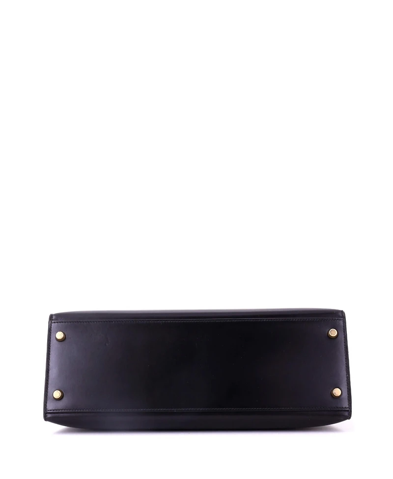 Pre-Owned HERMES Kelly 32 Handbag Black Box Calf with Gold Hardware