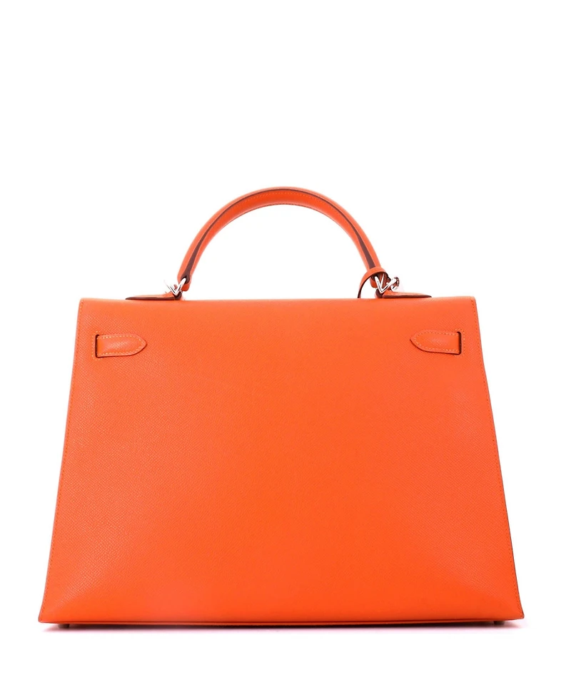 Pre-Owned HERMES Kelly 35 Handbag Orange Epsom with Palladium Hardware