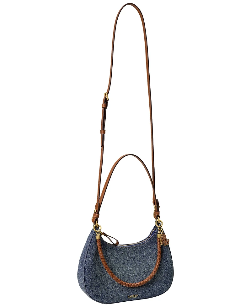 Lauren Ralph Lauren Denim Small Marcy Zip-Top Shoulder Handbag