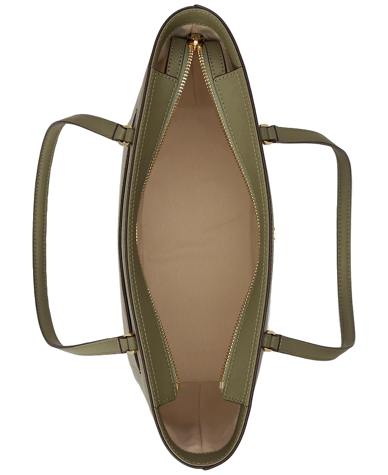 Lauren Ralph Crosshatch Leather Medium Karly Shopper Tote
