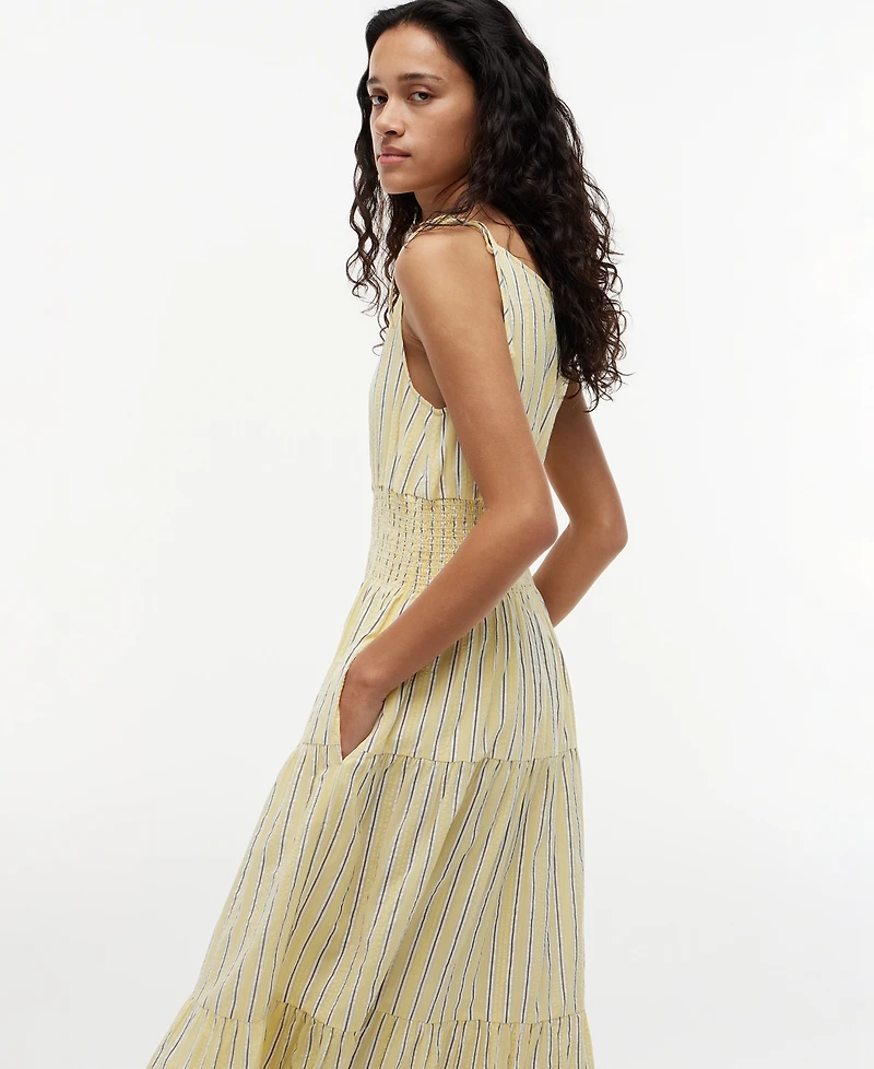 Tommy Hilfiger Women's Smocked Tie-Detail Sleeveless Midi Dress