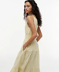 Tommy Hilfiger Women's Smocked Tie-Detail Sleeveless Midi Dress