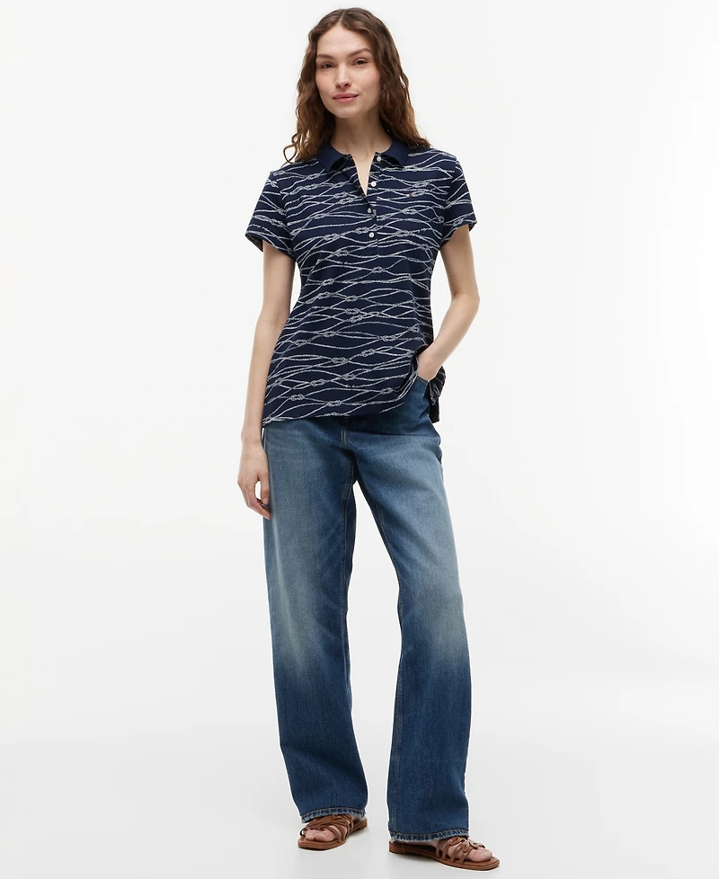 Tommy Hilfiger Women's Classic Pique Printed Short-Sleeve Polo Top