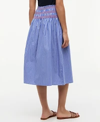 Tommy Hilfiger Women's Cotton Smocked Striped Midi Skirt