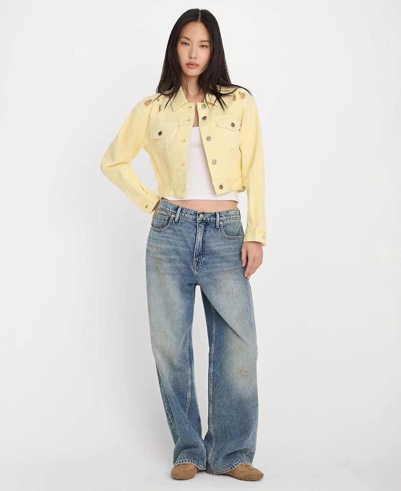 Good American Women's Essential Crop Denim Jacket