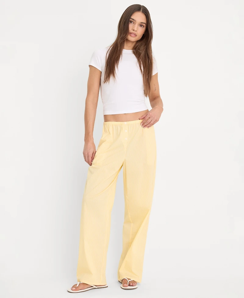 Good American Women's Poplin Lace Trimmed Pants