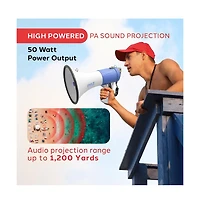 Pyle 50W Rechargeable Megaphone Pa Speaker System with Wired Microphone PMP59IR