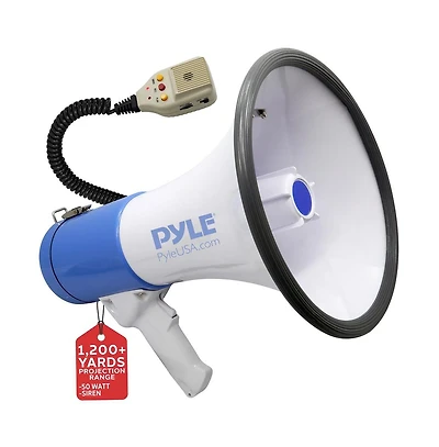 Pyle 50W Rechargeable Megaphone Pa Speaker System with Wired Microphone PMP59IR