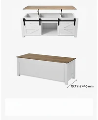 Gouun Lift Top Coffee Table with Hidden Storage and Barn Door