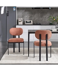 Boyel Living Modern Dining Room Chairs Set of 2 Mid Century Upholstered Boucle Kitchen Metal Legs