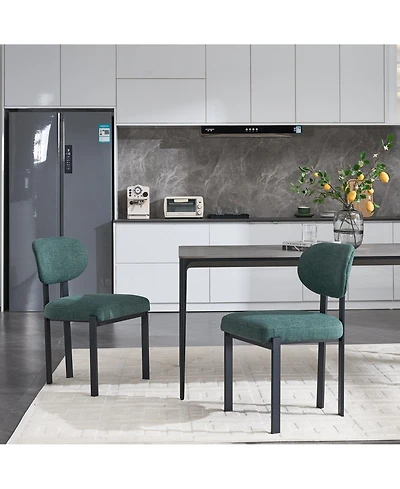 Boyel Living Modern Dining Room Chairs Set of 2 Mid Century Upholstered Boucle Kitchen Metal Legs