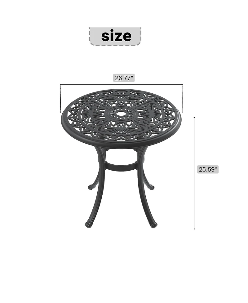 Clihome Cast Aluminum Patio Dining Table Frame and Umbrella Hole