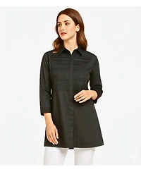 Stella Carakasi Women's Cotton Poplin Button-Front Unique Handmade Bib Pitch Perfect Tunic