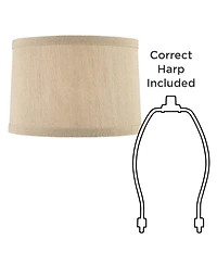 Springcrest Set of 2 Drum Lamp Shades Taupe Medium 15" Top x 16" Bottom x 11" High Spider with Replacement Harp and Finial Fitting