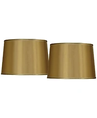 Springcrest Set of 2 Drum Lamp Shades Satin Medium 14" Top x 16" Bottom x 11" High Spider Replacement Harp and Finial Fitting