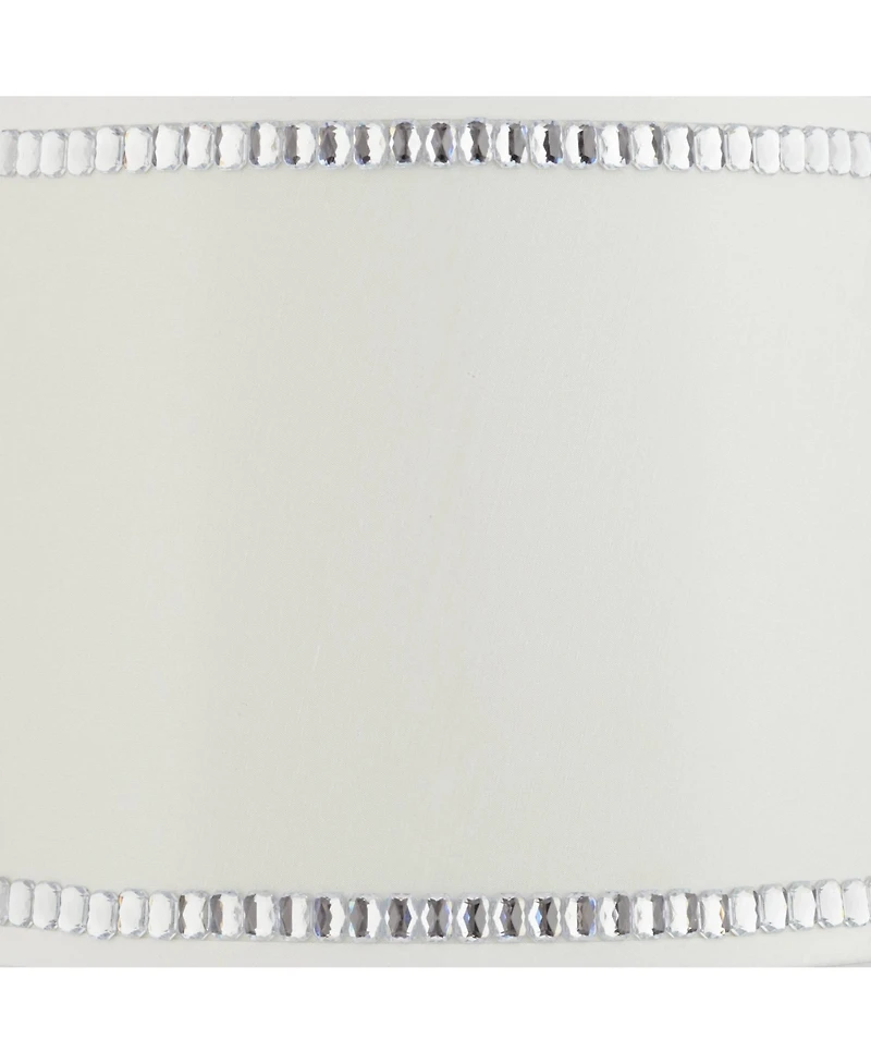 Springcrest Set of 2 Drum Lamp Shades Crystals Beaded Medium 13" Top x 15" Bottom x 10" High Spider Harp and Finial Fitting