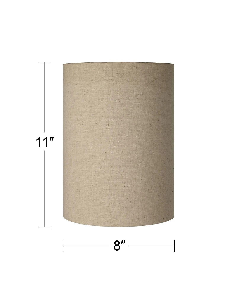 Springcrest Set of 2 Cylinder Lamp Shades Tan Small 8" Top x 8" Bottom x 11" High Spider with Replacement Harp and Finial Fitting