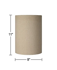Springcrest Set of 2 Cylinder Lamp Shades Tan Small 8" Top x 8" Bottom x 11" High Spider with Replacement Harp and Finial Fitting
