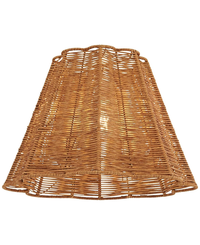 Springcrest 8" Top x 16" Bottom x 11" High x 11" Slant Lamp Shade Replacement Medium Rattan Spider Harp Finial