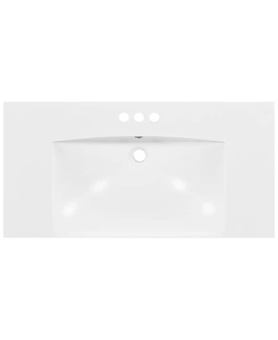 Sillysis 36-Inch Resin Bathroom Sink Vanity Top, Basin with 3 Faucet Holes, Scratch and Stain Resistant for Modern Bath.