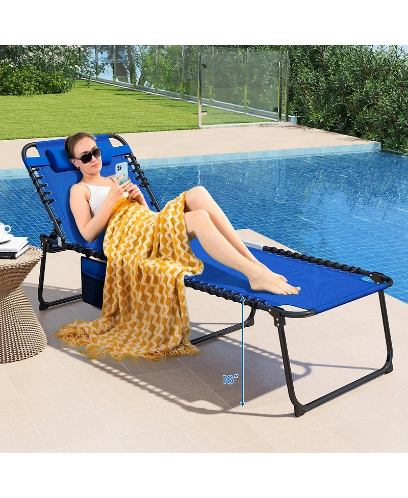 Gouun 4-Position Folding Outdoor Chaise Lounge with Adjustable Backrest