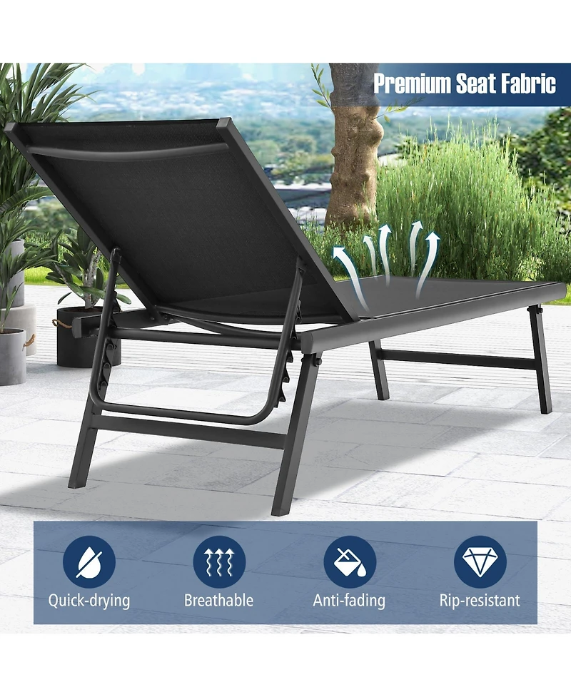 Gouun 3-Piece Aluminum Patio Chaise Lounge Set with Side Table