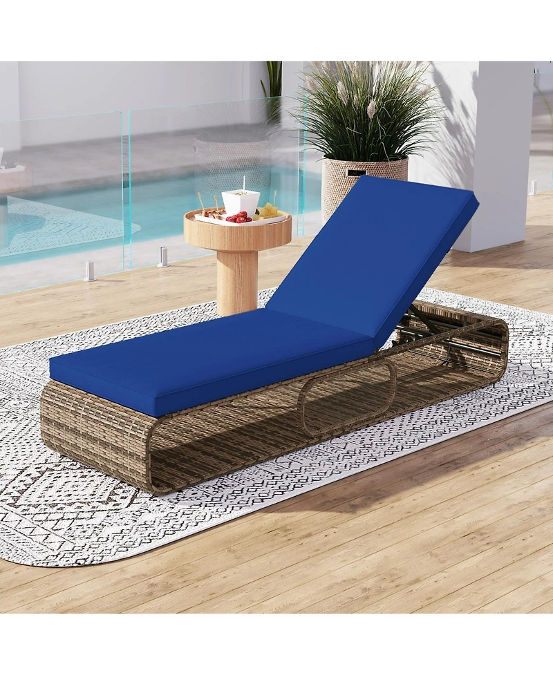 Gouun 7-Position Pe Rattan Outdoor Chaise Lounge with Removable Cushion