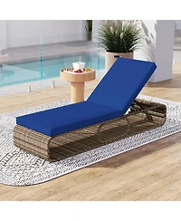 Gouun 7-Position Pe Rattan Outdoor Chaise Lounge with Removable Cushion