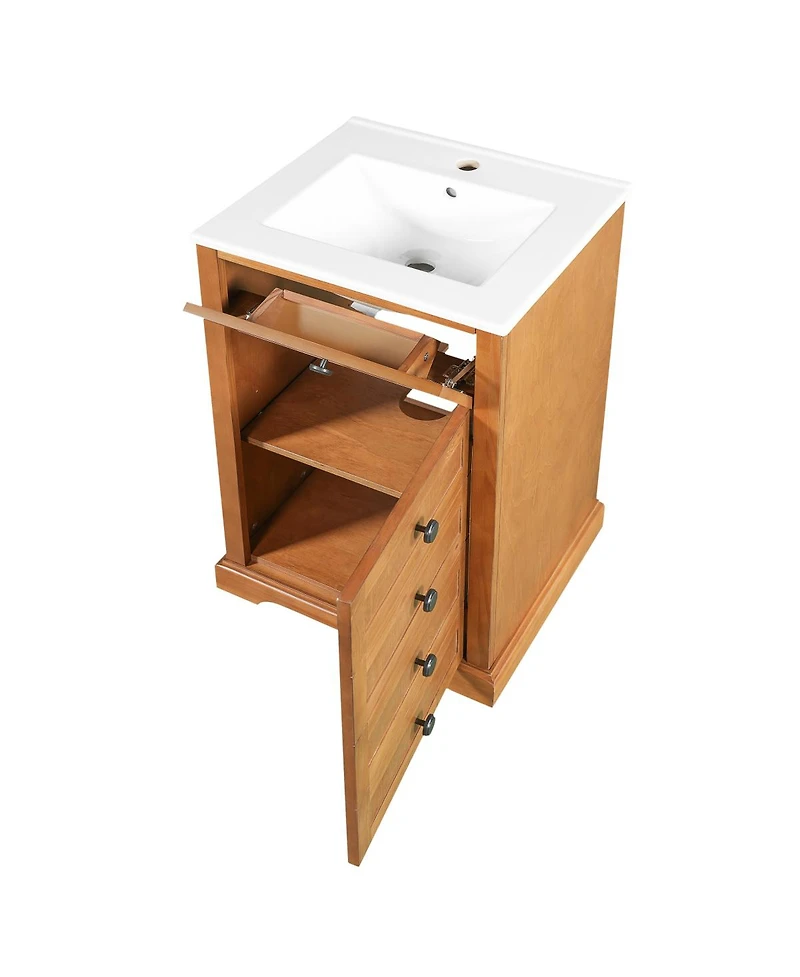 Sillysis Freestanding Bathroom Vanity with Sink, Solid Wood & Mdf Cabinet, Adjustable Shelf & Farmhouse Style for Small Spaces