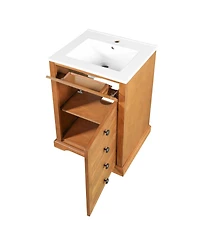 Sillysis Freestanding Bathroom Vanity with Sink, Solid Wood & Mdf Cabinet, Adjustable Shelf & Farmhouse Style for Small Spaces