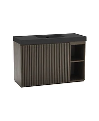 Sillysis 48 Inch Bathroom Vanity with Quartz Sink, Fluted Cabinet, Soft Close Doors and Adjustable Shelves for Large Bathrooms