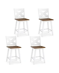 Gymax 24'' Swivel Barstools Set of 4 w/Backrest Large Seat Footrest for Kitchen Island
