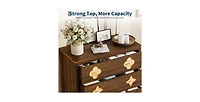 gaomon 5 Drawer Tall Dresser for Bedroom, Boho Chest of Drawers, Wooden Chest with Clothes Storage Cabinet