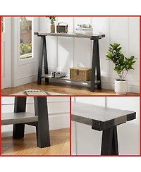 gaomon 43.3" Farmhouse Console Table with 2-Tier Storage and Metal Frame, Entryway Table for Living Room, Hallway and Behind Couch