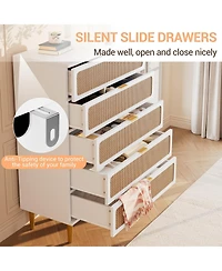 gaomon Rattan Dresser with 5 Drawers, Tall Modern Closet with Deep Storage, Large Chest of Drawers with Wide Top