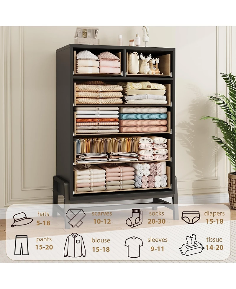 gaomon 6 Dresser for Bedroom, Freestanding 46.6 in Tall Drawer Dresser with Storage, Wooden Closet Storage Chest for Living Room, Bedroom
