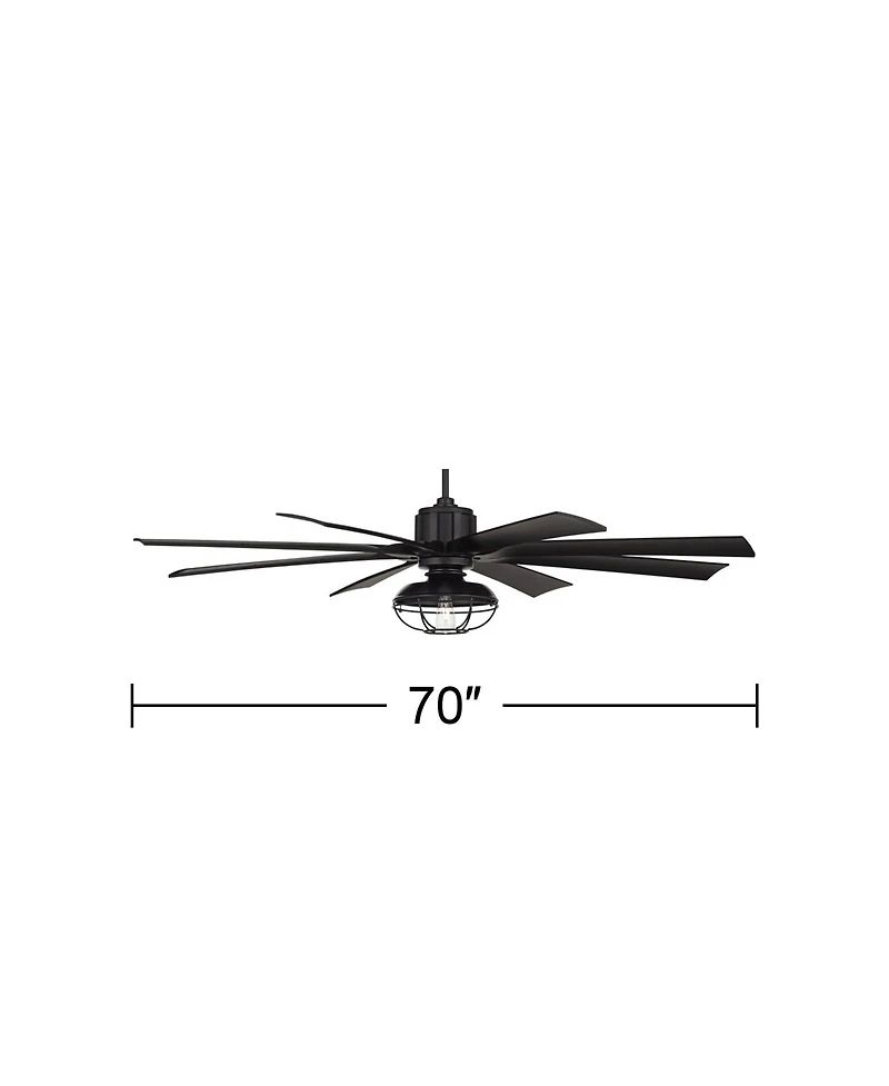 Possini Euro Design 70" Defender Modern Industrial Indoor Outdoor Ceiling Fan Led Light Remote
