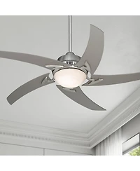 Casa Vieja 52" Capri Brushed Nickel Led Ceiling Fan with 12" Rod