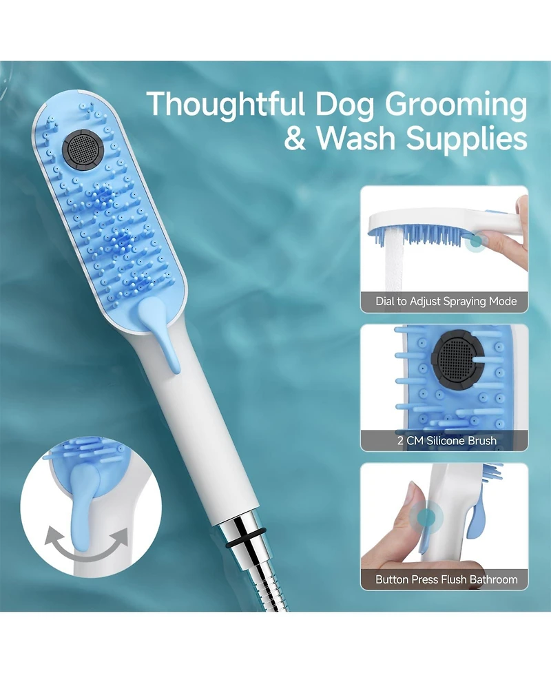 Aronkl Dog Shower Attachment 4 Spray Modes Pet Bath Sprayer with Diverter Valve 65ft Hose Indoor Outdoor Washing Supplies