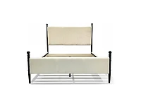 gaomon Full Upholstered Bed Frame with Vertical Stripe Headboard, Corduroy Fabric, Metal Legs, No Box Spring Needed