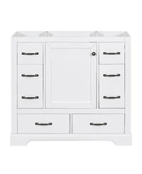 Sillysis 36 Inch Modern Bathroom Vanity Base without Sink, Solid Wood and Mdf Cabinet, 6 Drawers Adjustable Shelf, Freestanding Storage.