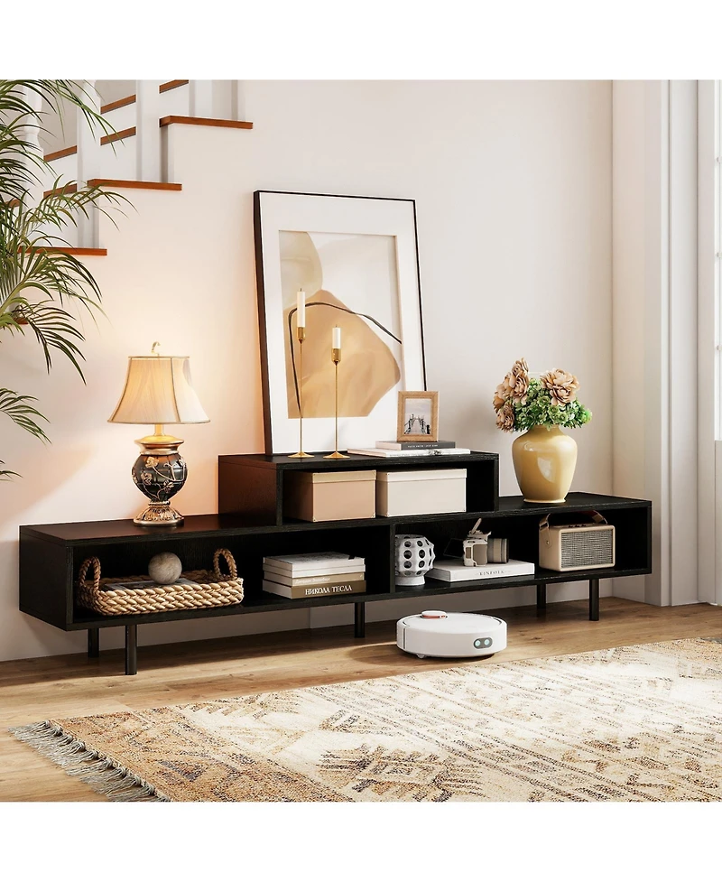 Gouun Contemporary Three-Cubby Tv Stand with Raised Base