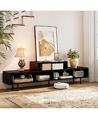 Gouun Contemporary Three-Cubby Tv Stand with Raised Base