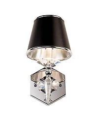 Vienna Full Spectrum Manhattan Modern Wall Lamp Chrome Crystal Hardwire 6" Fixture Paper Shade for Bedroom Reading Living Room House Hallway