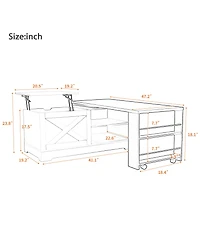 Rainsken Wooden Farmhouse Lift Top Coffee Table, Rectangular Center Table with Extendable Design, Barn Doors and Hidden Storage for Living Room